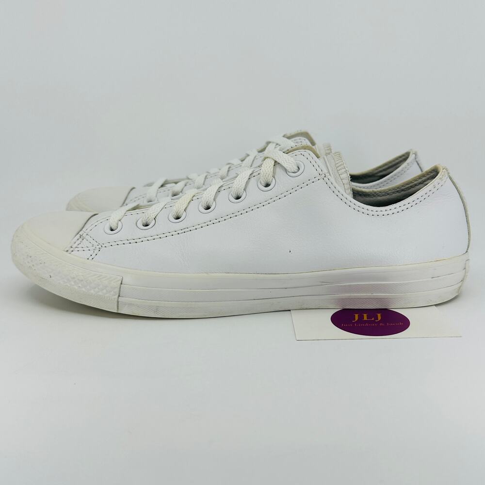 Converse Men's Chuck Taylor All Star Mono White Leather Sneakers 136823C Size 10 - Picture 5 of 11
